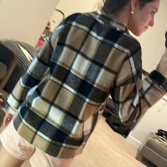 Brown and Cream Oversized 3/4 Sleeve Button Down Shirt - Picture 3 of 5